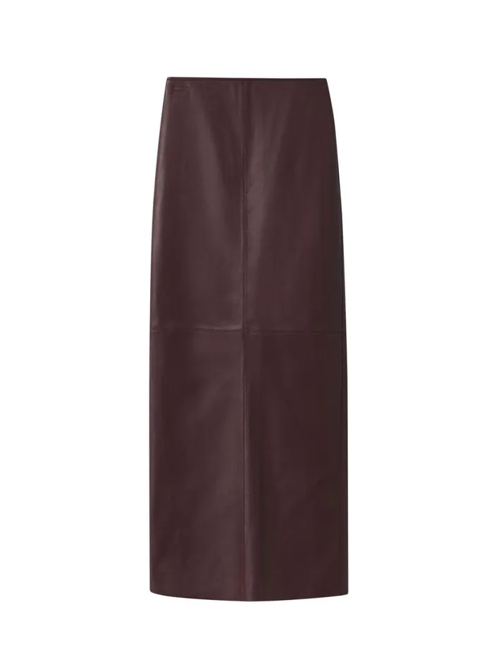 Women Bottoms ALC Marta Leather Midi Skirt Umber