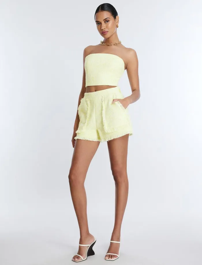Women Boucle Tweed Short Yellow BCBG Suiting Women Boucle Tweed Short Yellow BCBG Suiting