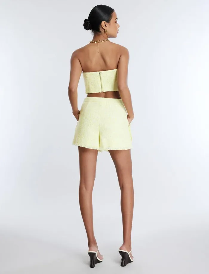 Women Boucle Tweed Short Yellow BCBG Suiting Women Boucle Tweed Short Yellow BCBG Suiting