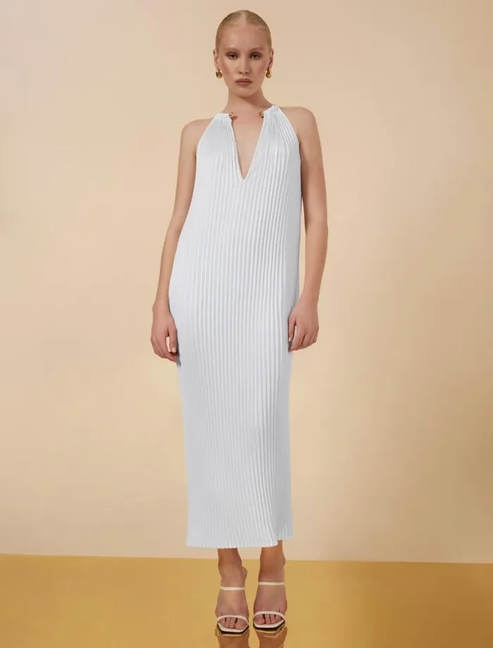 Women Bryony Pleated Shift Dress Gardenia BCBG Dresses