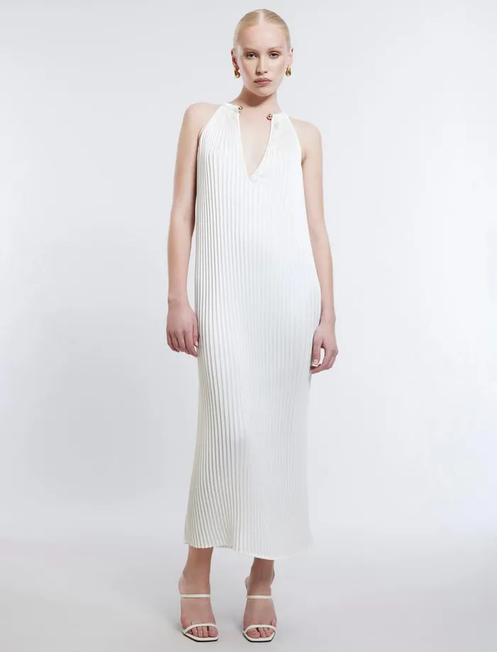 Women Bryony Pleated Shift Dress Gardenia BCBG Dresses