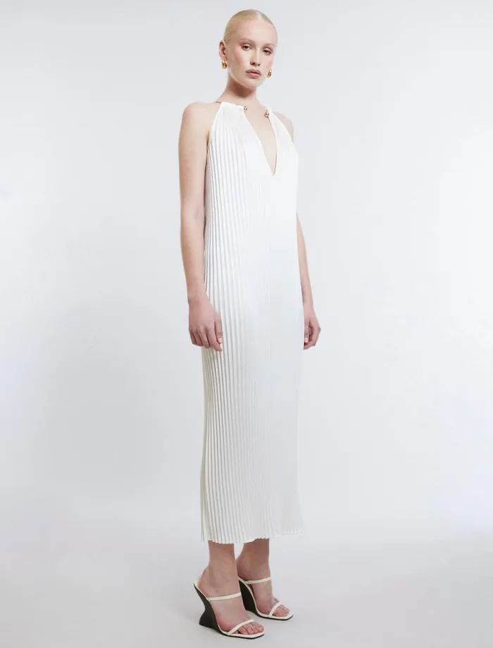 Women Bryony Pleated Shift Dress Gardenia BCBG Dresses