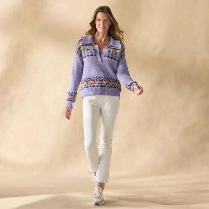 Women Calder Fair Isle Sweater Petite Cream Sundance Catalog Petite Styles
