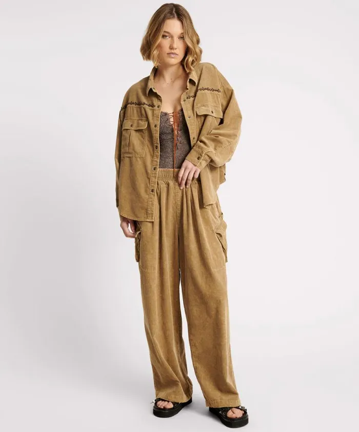 Women CAMEL CORDRUOY STUDDED DARIA SHACKET One Teaspoon Jackets Women CAMEL CORDRUOY STUDDED DARIA SHACKET One Teaspoon Jackets
