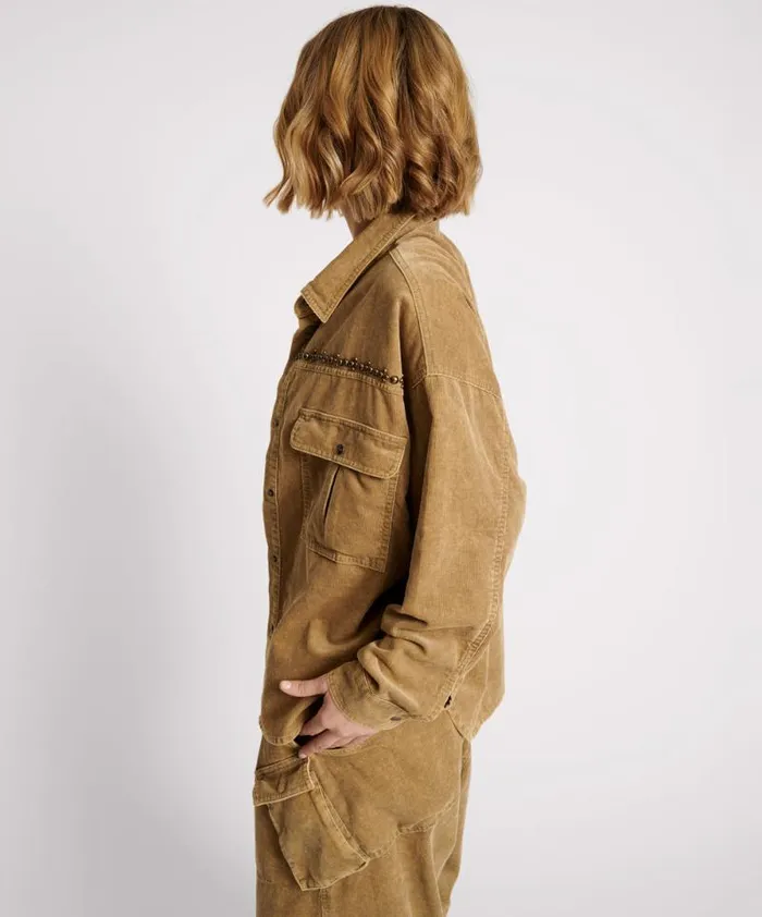 Women CAMEL CORDRUOY STUDDED DARIA SHACKET One Teaspoon Jackets Women CAMEL CORDRUOY STUDDED DARIA SHACKET One Teaspoon Jackets