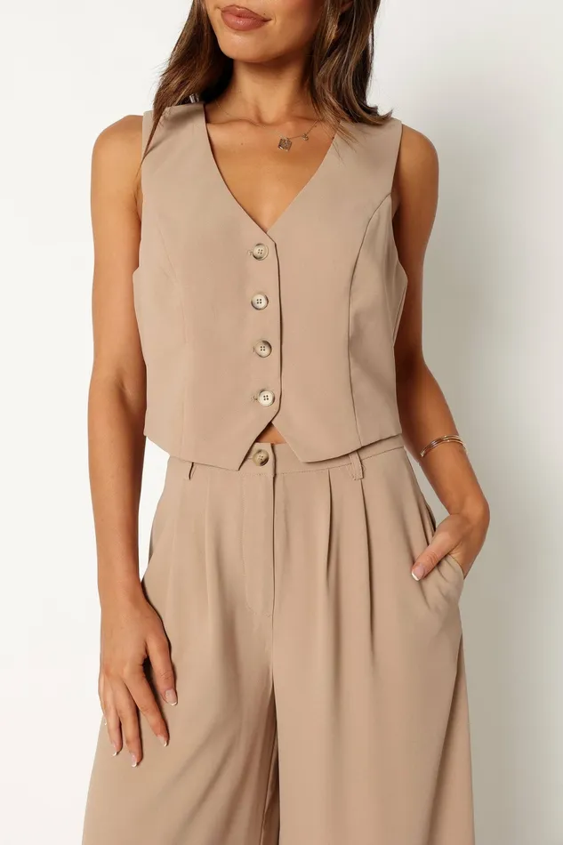 Women Camille Two Piece Set Beige Matching Sets Petal and Pup