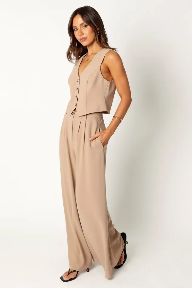 Women Camille Two Piece Set Beige Matching Sets Petal and Pup