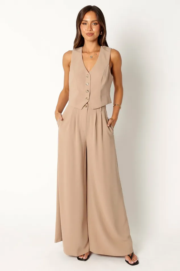 Women Camille Two Piece Set Beige Matching Sets Petal and Pup