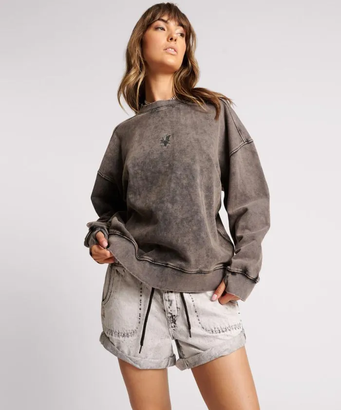 Women CHARCOAL BOWER BIRD RETRO SWEATER One Teaspoon Hoodies And Sweats