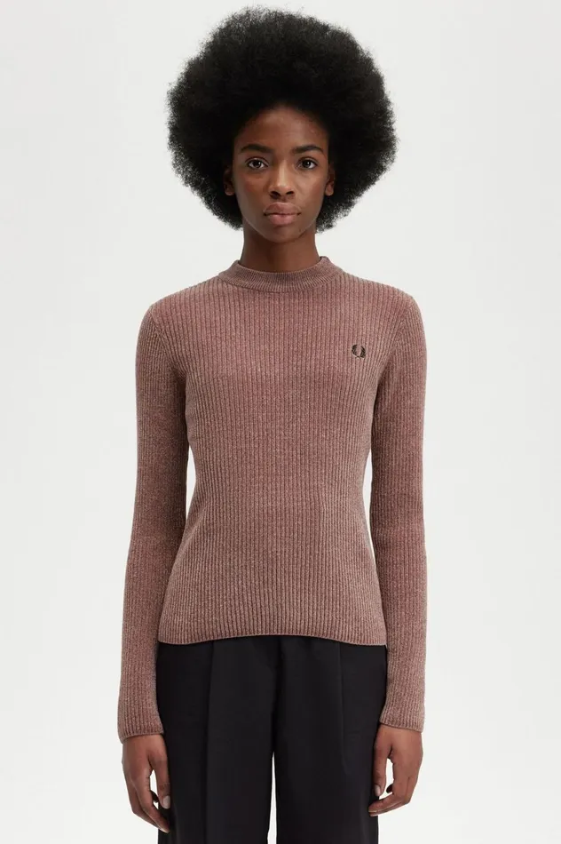 Women Chenille Rib Jumper Dark Pink Fred Perry Knitwear