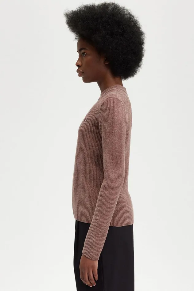 Women Chenille Rib Jumper Dark Pink Fred Perry Knitwear