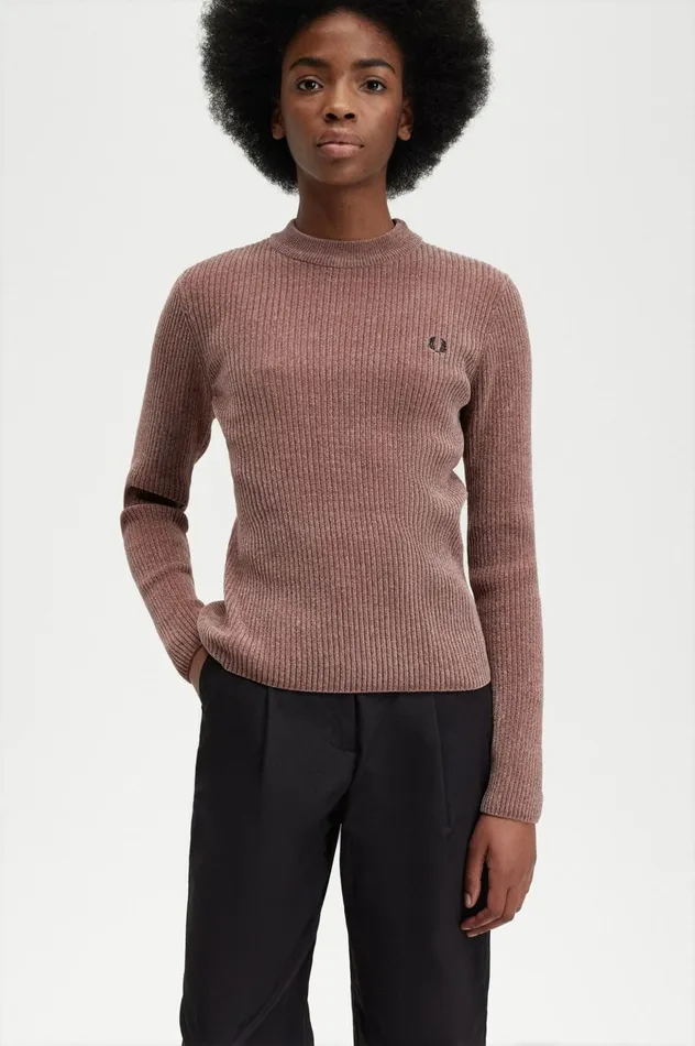 Women Chenille Rib Jumper Dark Pink Fred Perry Knitwear
