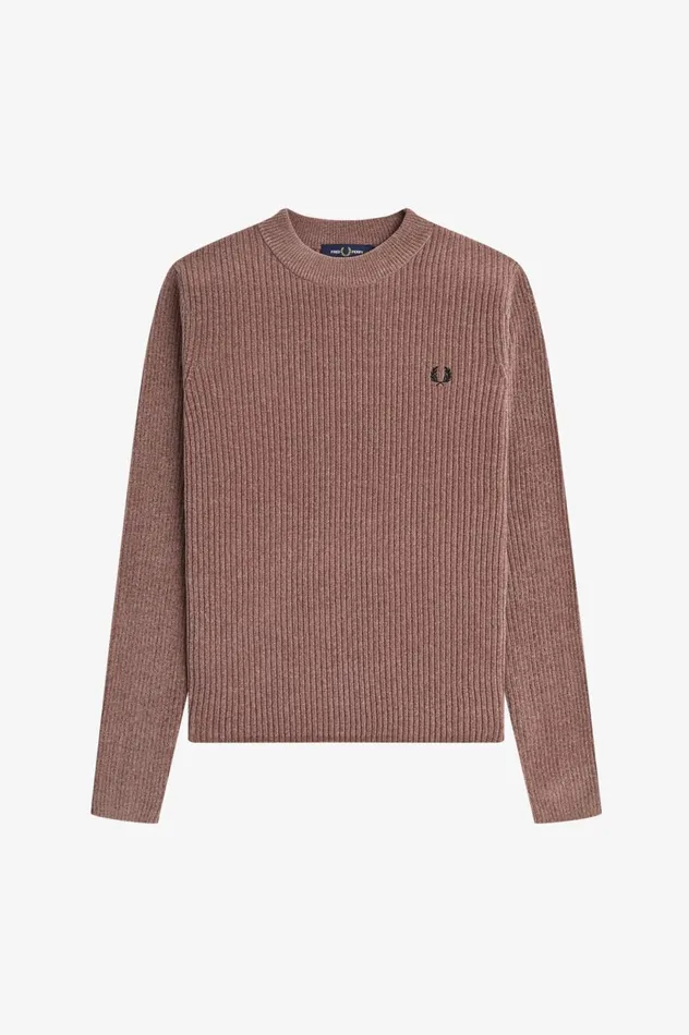 Women Chenille Rib Jumper Dark Pink Fred Perry Knitwear