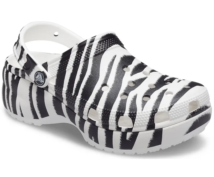 Women Classic Platform Graphic Clog Zebra Print Clogs Crocs