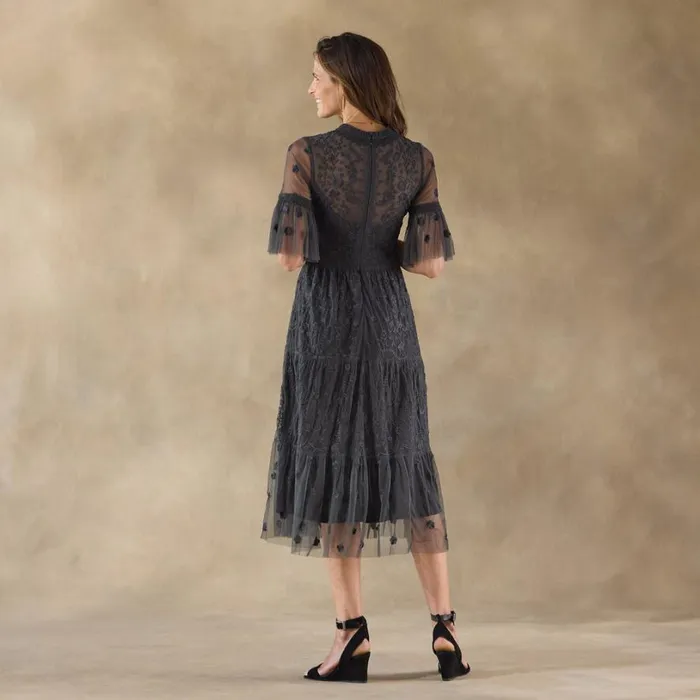 Women Claudine Mesh Dress Petite Asphalt Sundance Catalog Dresses and Jumpsuits