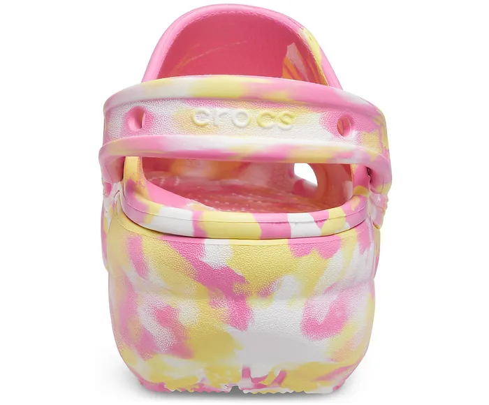 Women Clogs Crocs Classic Platform Marbled Clog Pink Lemonade Multi