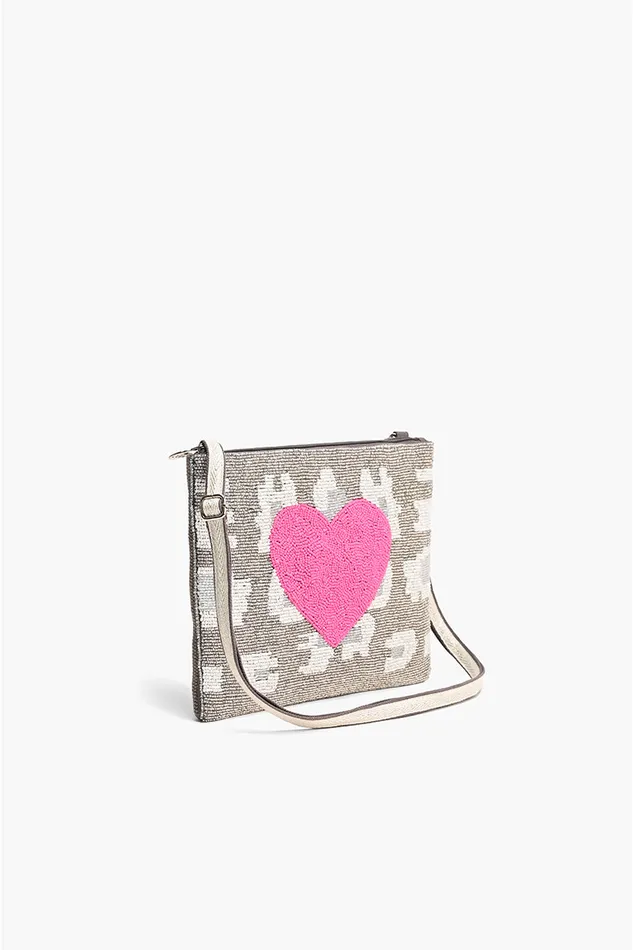 Women Clutches America and Beyond Pink Heart Top Zip Clutch