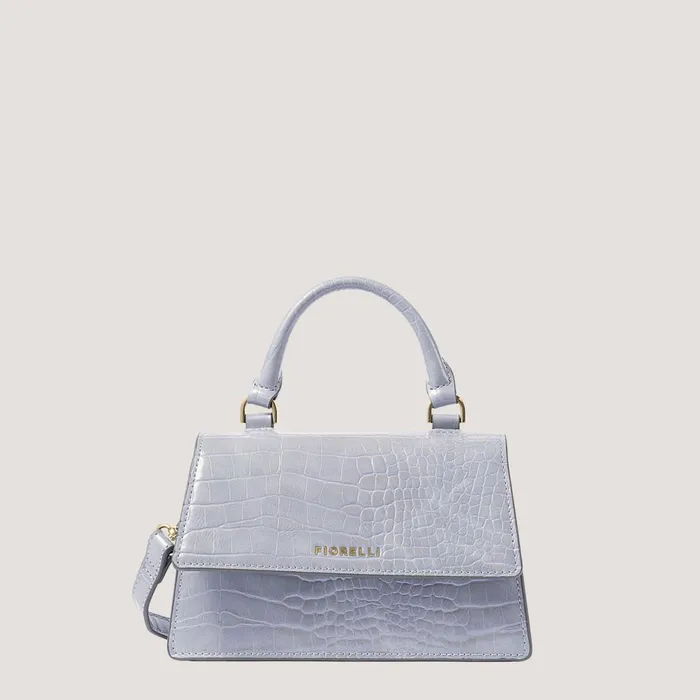 Women Colton Mini TopHandle Bag Steel Blue Croc Fiorelli Grab Bags