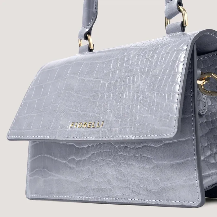 Women Colton Mini TopHandle Bag Steel Blue Croc Fiorelli Grab Bags
