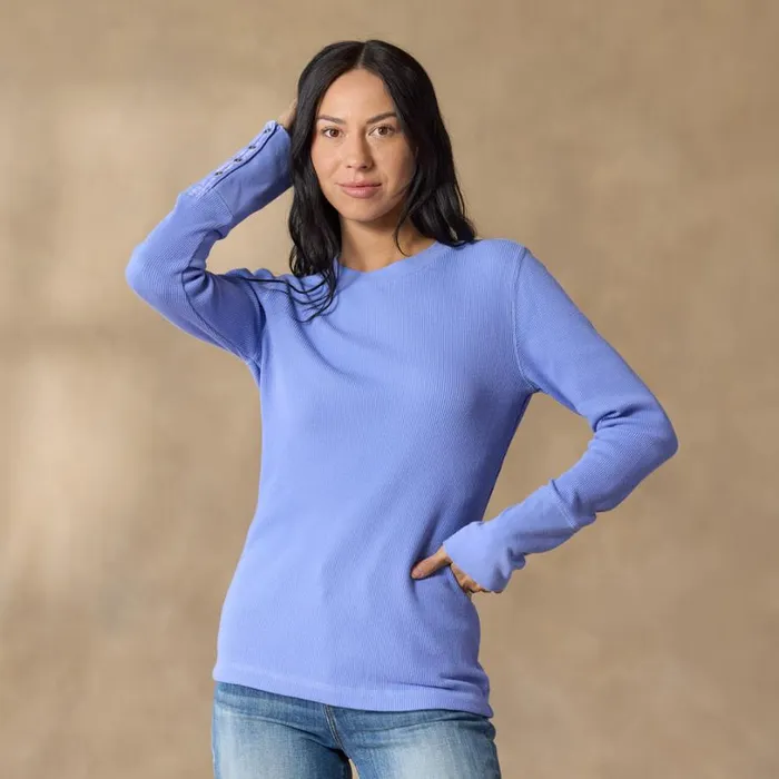 Women Crewneck Thermal Heather Gray Sundance Catalog Tops