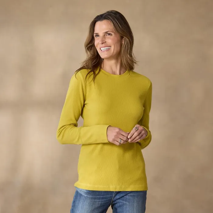 Women Crewneck Thermal Heather Gray Sundance Catalog Tops
