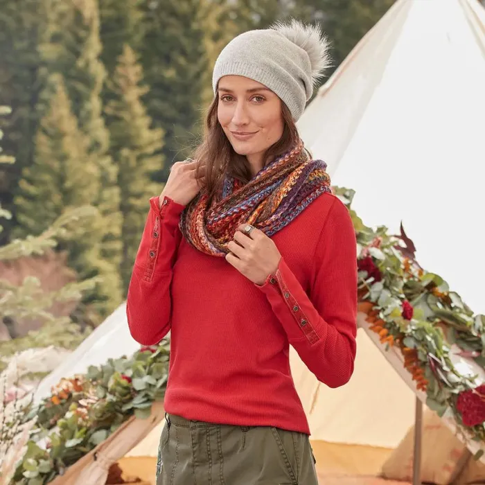 Women Crewneck Thermal Heather Gray Sundance Catalog Tops