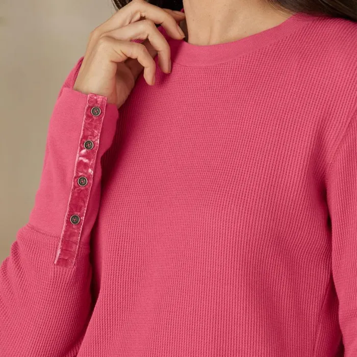 Women Crewneck Thermal Heather Gray Sundance Catalog Tops