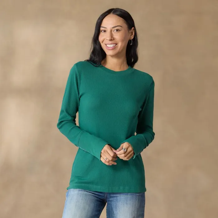 Women Crewneck Thermal Heather Gray Sundance Catalog Tops