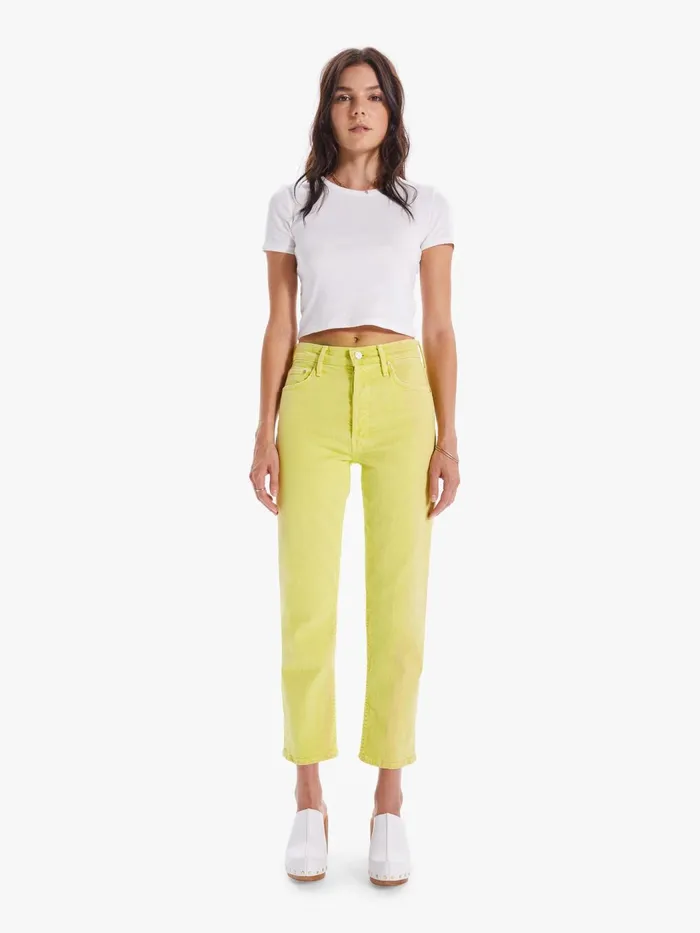 Women Cropped Mother Denim The Tomcat Dark Yellow