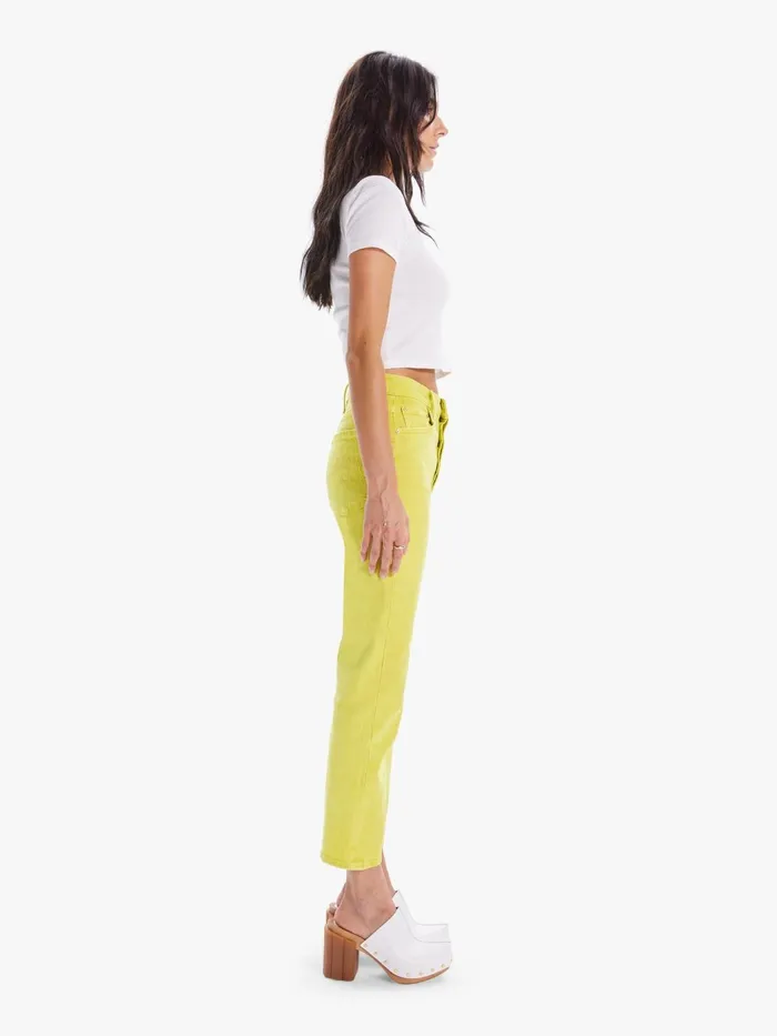 Women Cropped Mother Denim The Tomcat Dark Yellow