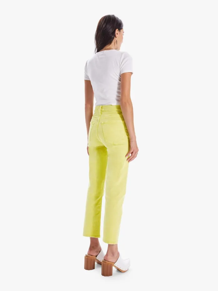 Women Cropped Mother Denim The Tomcat Dark Yellow