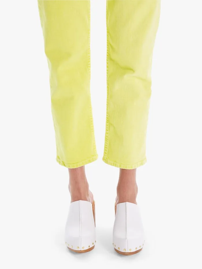 Women Cropped Mother Denim The Tomcat Dark Yellow