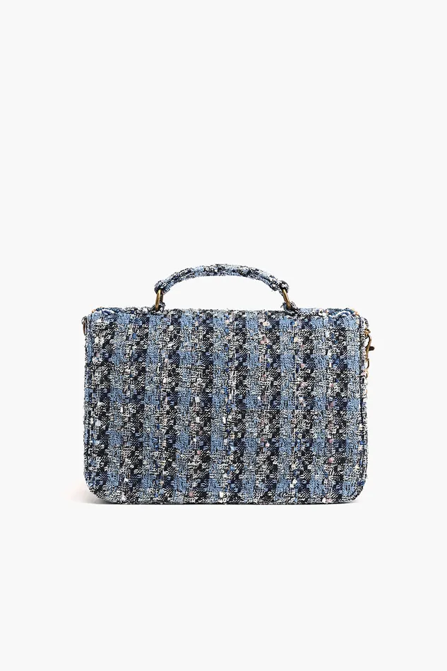 Women Crossbody Bags America and Beyond Hand Held beaded Clutch with Adjustable Chain Cobalt