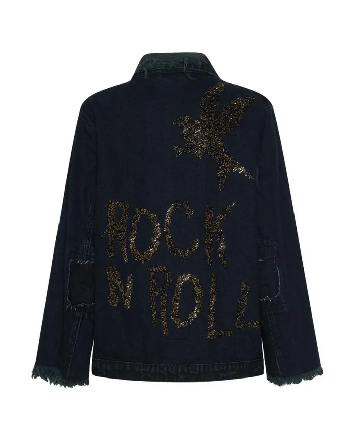 Women CRYSTAL ROCK N ROLL RECYCLED DENIM JACKET One Teaspoon Denim Jackets Women CRYSTAL ROCK N ROLL RECYCLED DENIM JACKET One Teaspoon Denim Jackets