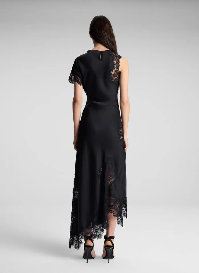 Women Dresses ALC Alessia Satin And Lace Maxi Dress Black
