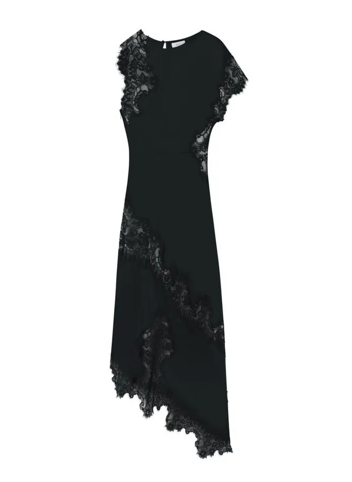 Women Dresses ALC Alessia Satin And Lace Maxi Dress Black