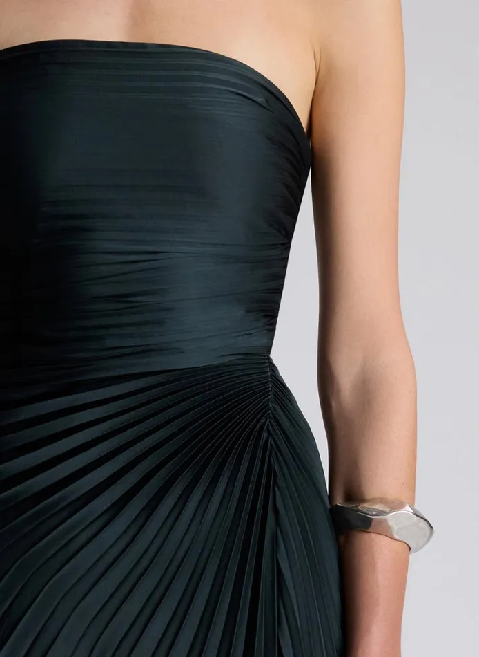 Women Dresses ALC Bianca Strapless Pleated Maxi Dress Forest