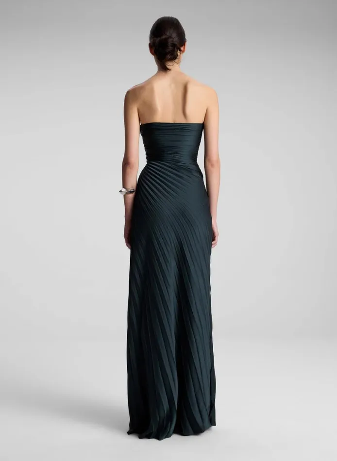 Women Dresses ALC Bianca Strapless Pleated Maxi Dress Forest