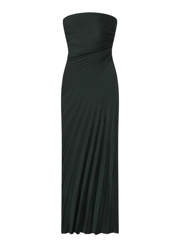 Women Dresses ALC Bianca Strapless Pleated Maxi Dress Forest
