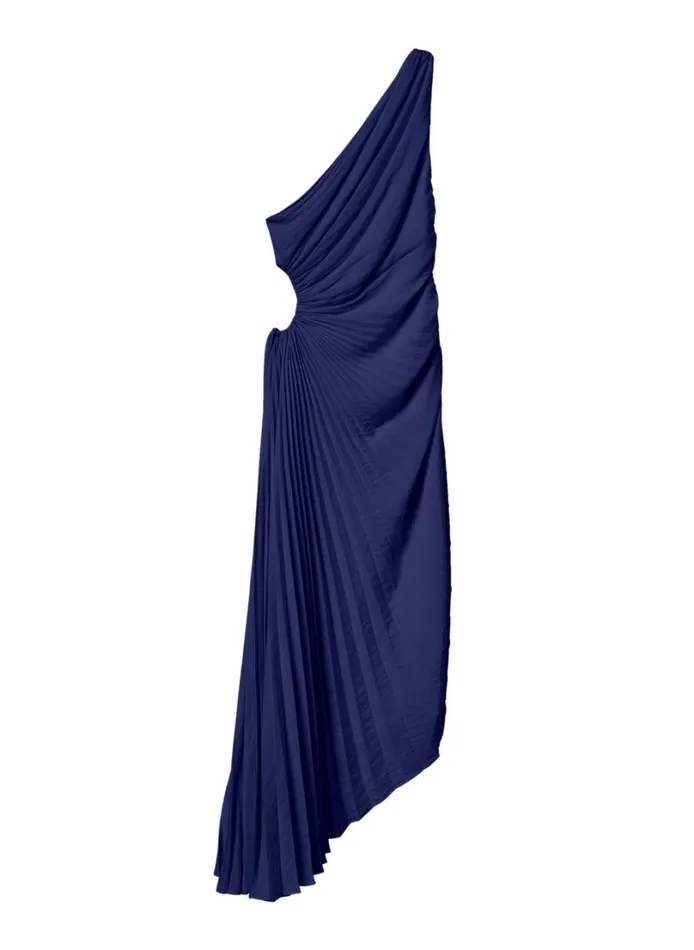 Women Dresses ALC Delfina Satin Pleated Dress Riviera