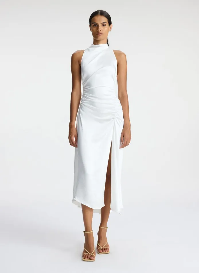 Women Dresses ALC Inez Satin Midi Dress Whisper White