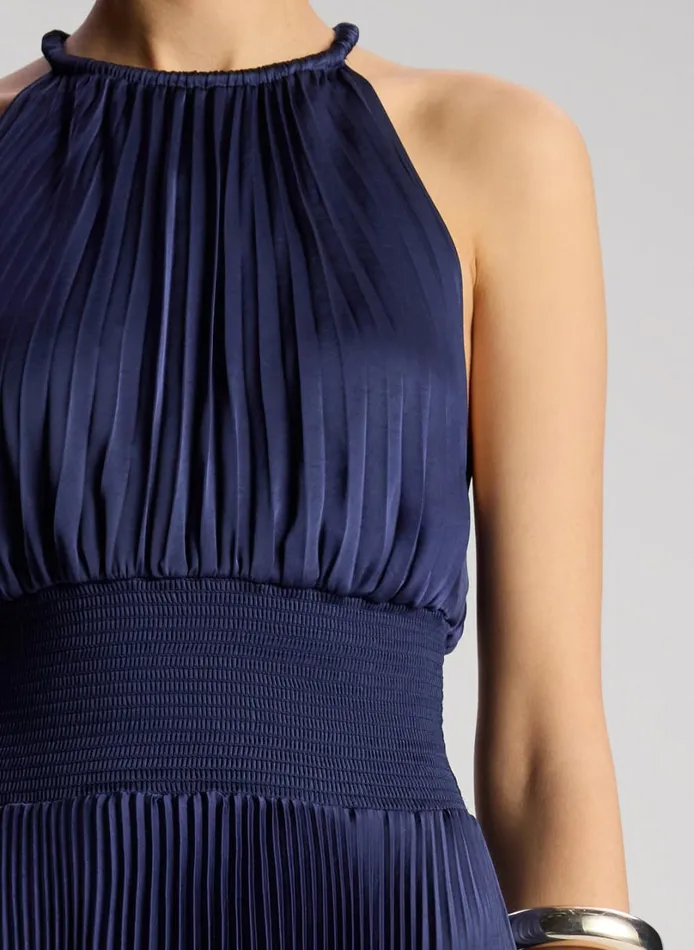 Women Dresses ALC Renzo II Satin Pleated Dress Riviera