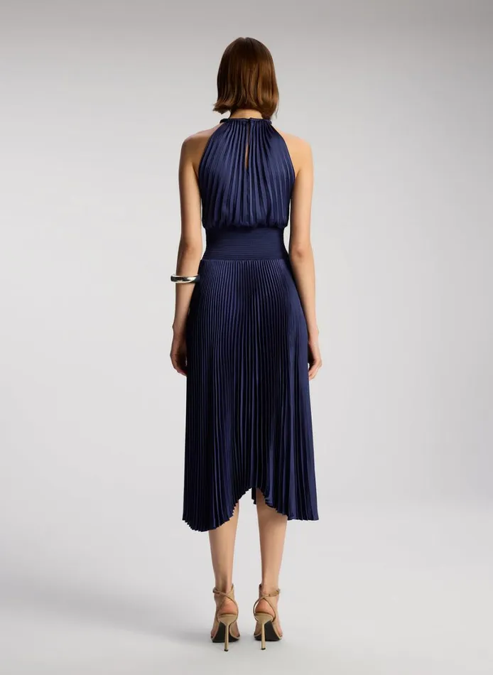 Women Dresses ALC Renzo II Satin Pleated Dress Riviera