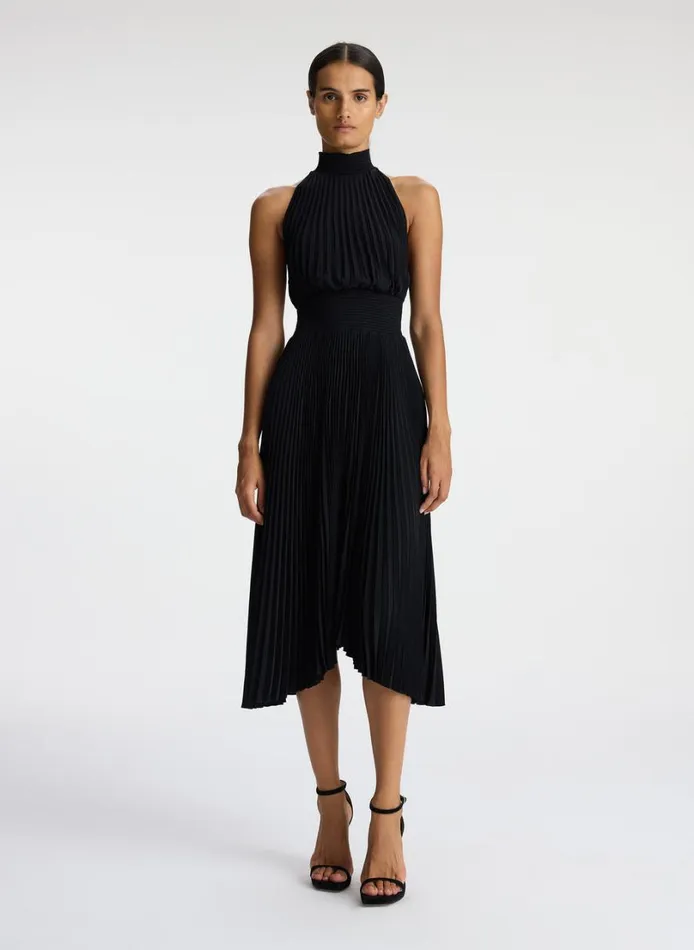 Women Dresses ALC Renzo Matte Pleated Dress Black