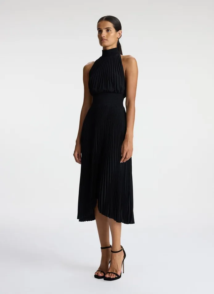 Women Dresses ALC Renzo Matte Pleated Dress Black