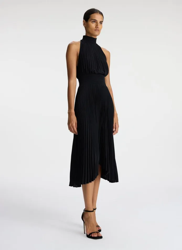 Women Dresses ALC Renzo Matte Pleated Dress Black