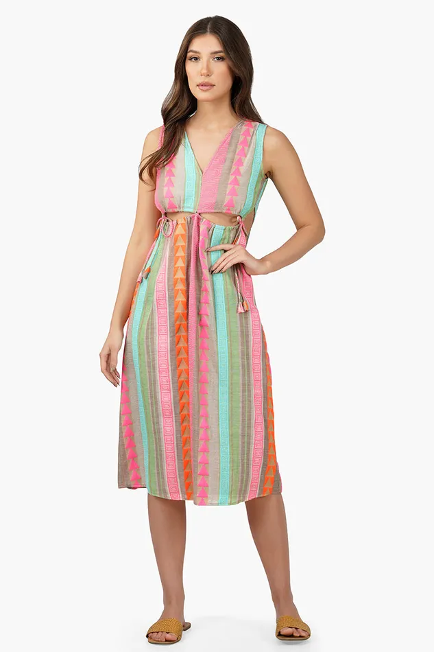 Women Dresses America and Beyond Dora Yarn Dyed Striped Midi Dress