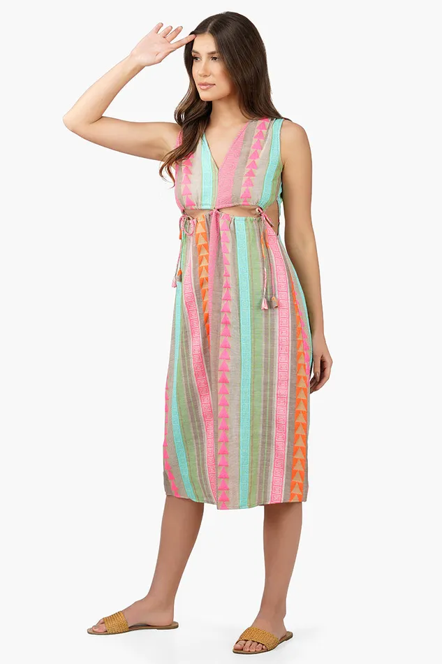 Women Dresses America and Beyond Dora Yarn Dyed Striped Midi Dress