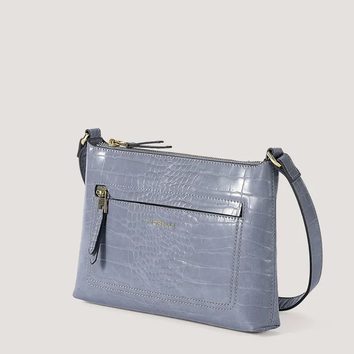 Women Eden Crossbody Bag Steel Blue Croc Fiorelli Crossbody Bags