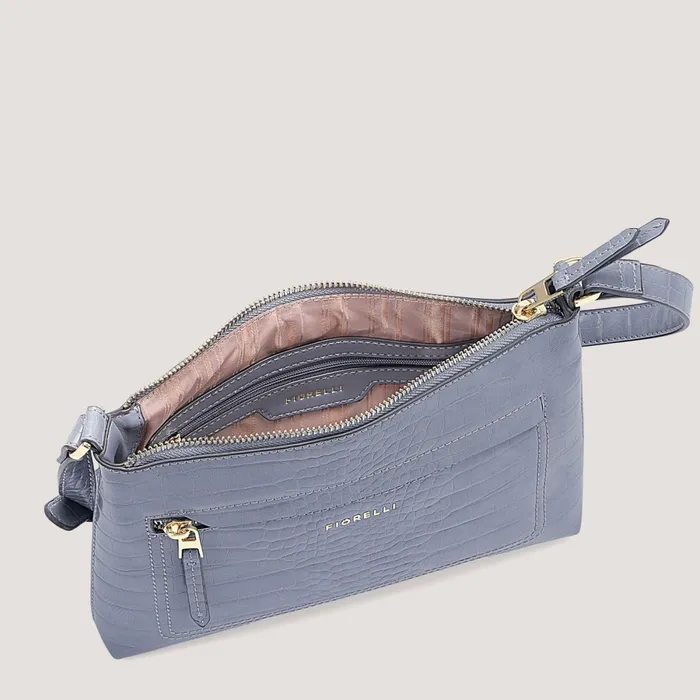 Women Eden Crossbody Bag Steel Blue Croc Fiorelli Crossbody Bags